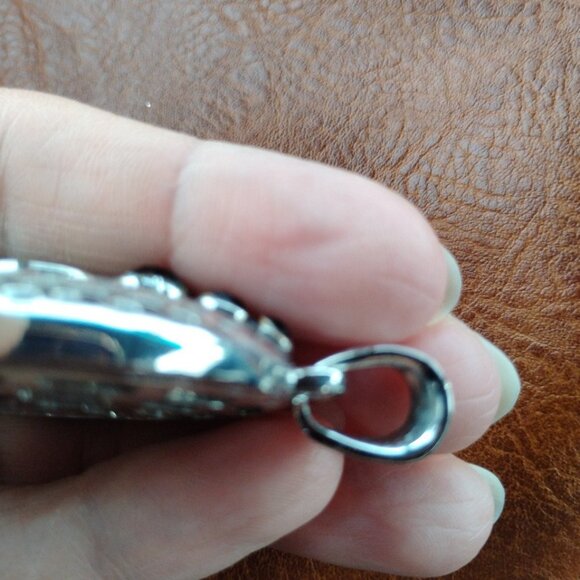 Stunning Pendant Silver Tone Base with Black Gradual Faceted Crystals on Top ~2' - Picture 9 of 9